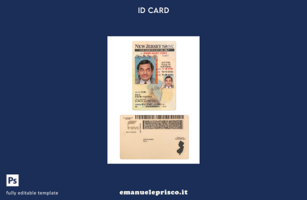 stile verificato USA New Jersey nel modello di carta d'identità